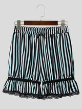Men's Avant-Garde Retro Striped Ruffled Lace-Trim Pumpkin Short SKUL64234