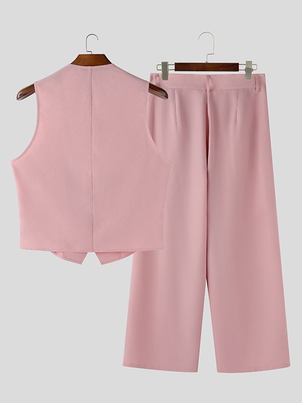 Men's Solid Color Two Pieces Outfit SKUL54090