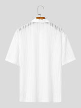 Mens Solid Color Textured Short Sleeve Shirt SKUL07834