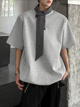 Men's Striped Ribbon Short Sleeve T-Shirt SKUL37563