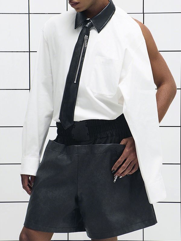 Men's Deconstructed Open Back Long Sleeve Shirt SKUL50531