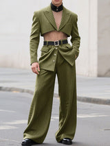 Men's Striped Cropped Casual Two Pieces Outfit SKUL32773