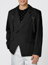 Mens Solid Color Slim-Fit Long-Sleeve Casual Blazer SKUK94140