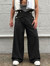 Men's Y2K Avant-Garde Criss-Cross High-Waisted Wide-Leg Pant SKUL75511