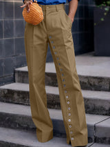 Men's Avant-Garde Diagonal Multi-Button Detail High-Waisted Wide-Leg Pant SKUL66088