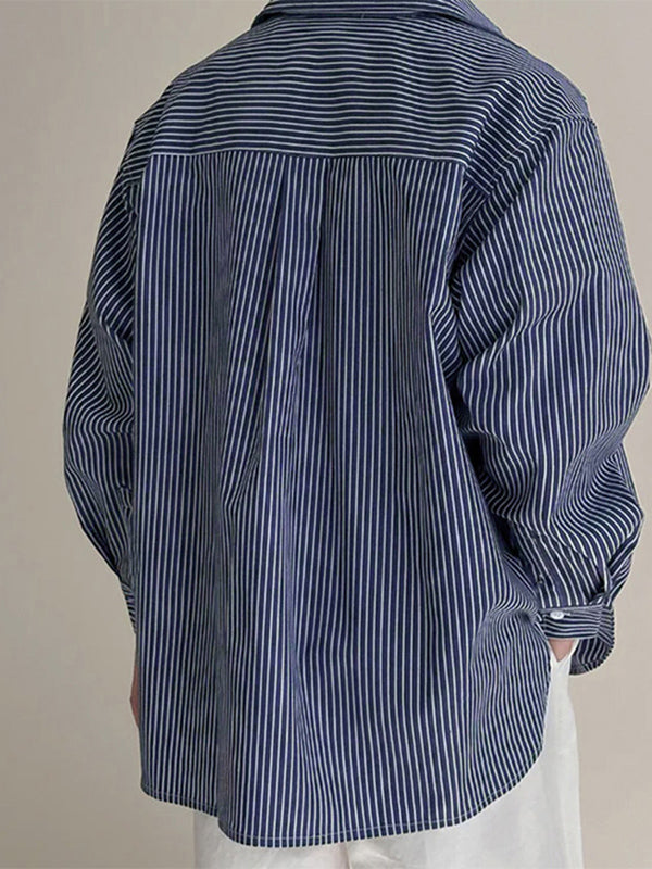 Mens Minimalist Striped Long Sleeve Shirt SKUK98792
