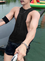 Men's Avant-Garde Sheer Mesh Sideless Extreme Drop Armhole Tank SKUL57085