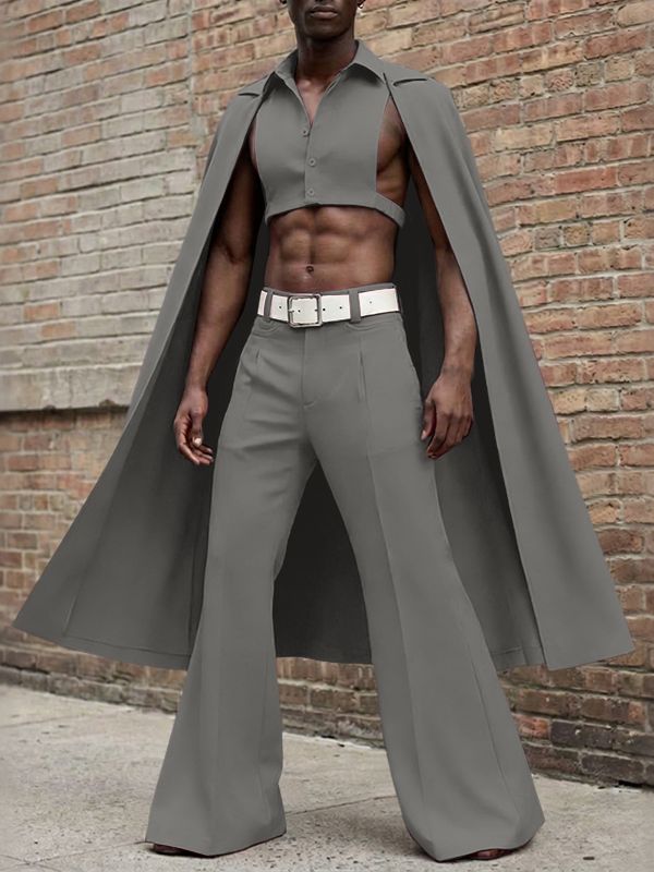 Men's Cape Patchwork Design Two Pieces Outfit SKUL53956
