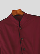 Men's Long Hem Contrast Outline Long Sleeve Blazer SKUL26119