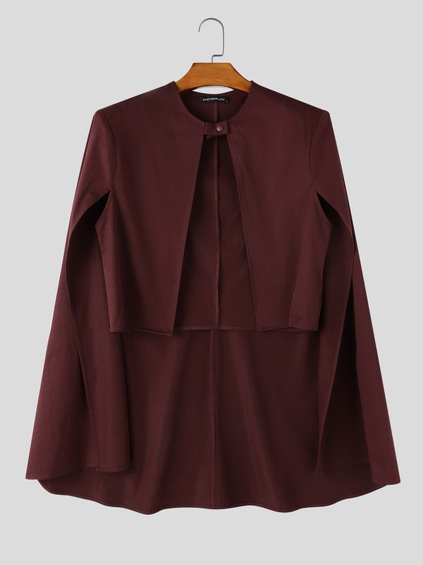 Men's Avant-Garde Aristocratic Cropped Cape Blazer SKUL79659
