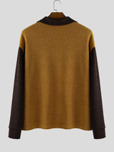 Men's Contrast Knit Half Zip Long Sleeve Sweater SKUL30271