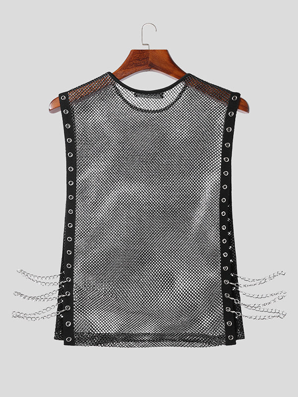 Mens Glitter Mesh Chain Design Sleeveless Vest SKUK22862