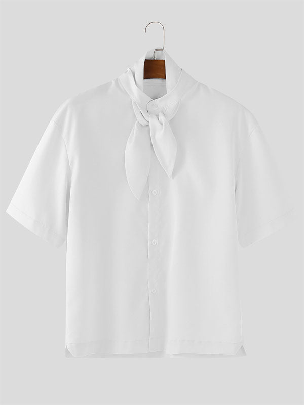 Mens Solid Color Textured Short Sleeve Shirt SKUL17922