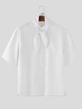 Mens Solid Color Textured Short Sleeve Shirt SKUL17922