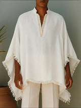 Men's Tassel Patchwork V Neck Long Sleeve T-shirt SKUL52014