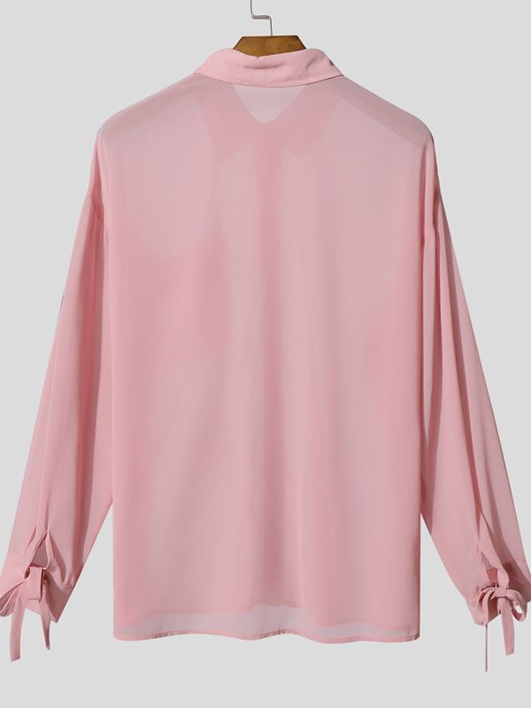 Men's Chiffon Sheer Long Sleeve Shirt SKUL41216