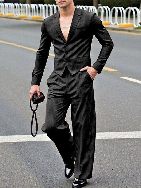 Men's Striped Casual Two Pieces Outfit SKUL25762