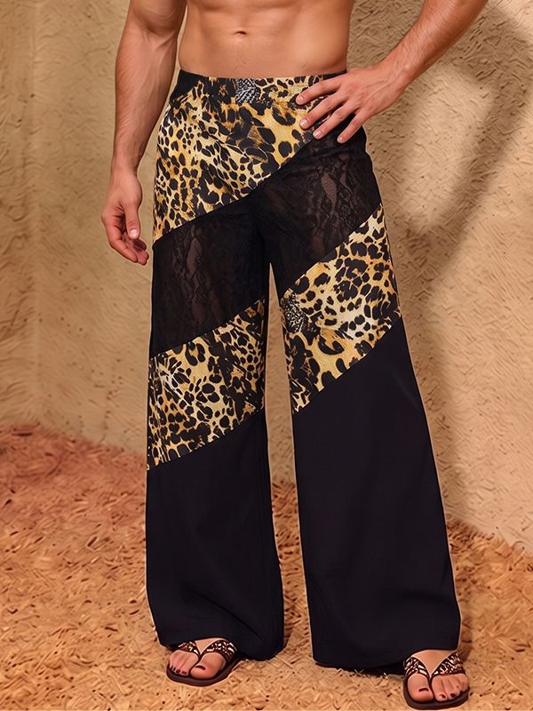 Men's Leopard Print Lace Wide-Leg Pant SKUL66102