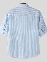 Men's Minimalist Stripe Short Sleeve Shirt SKUL49909