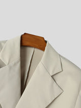 Men's Smart Chic Evening Gala Wide Lapel Gold Button Slit Cuff Cropped Blazer SKUL85521