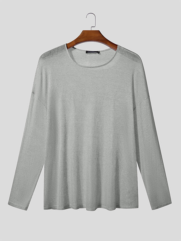 Men's Solid Semi-Sheer Long Sleeve T-Shirt SKUL27283