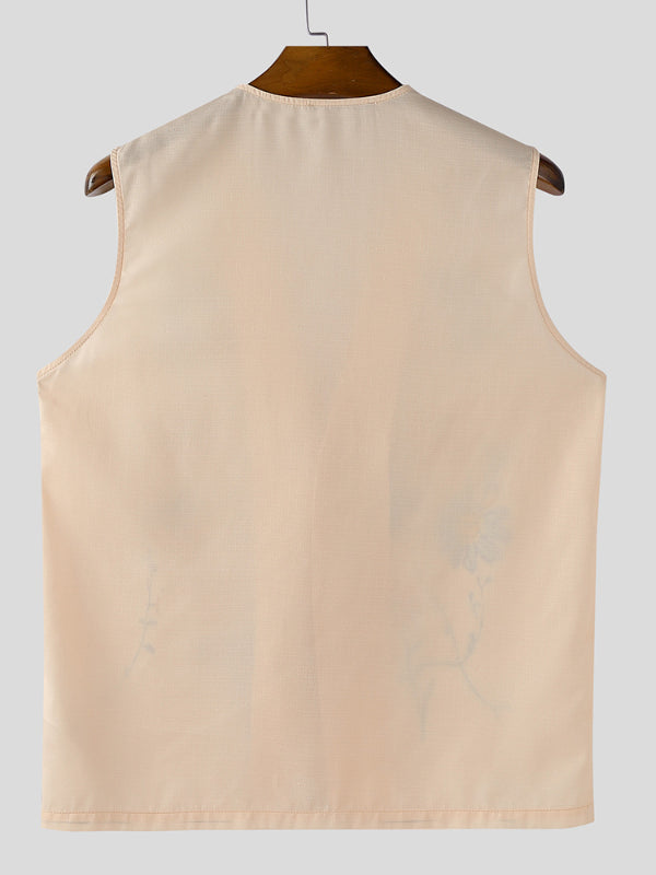 Men's Floral Print Casual Waistcoat SKUL20232