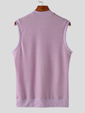 Mens Solid Notched Neck Casual Sleeveless Vest SKUK51164