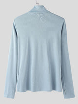 Men's Solid Color Textured Long Sleeve T-shirt SKUL48764