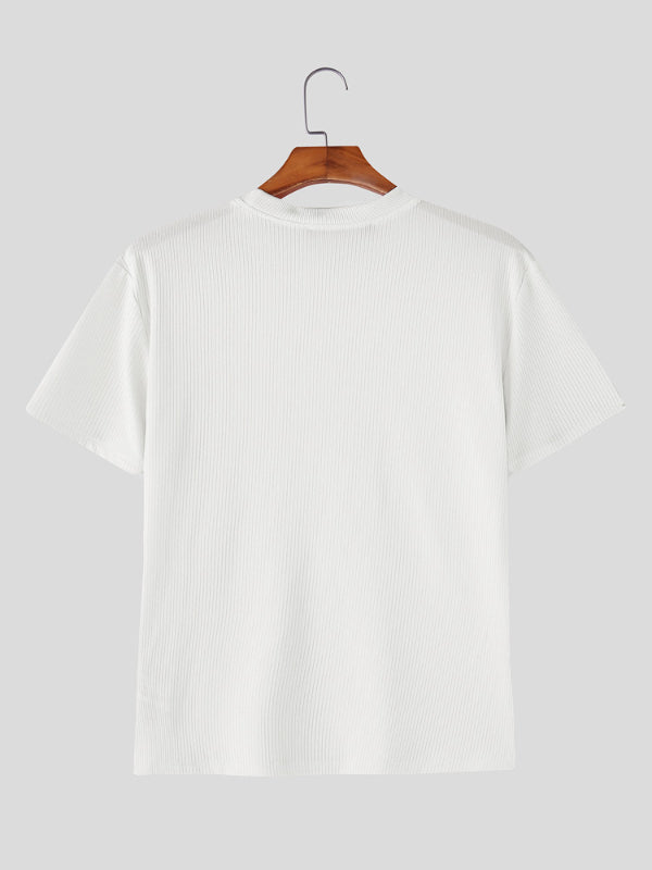 Mens Metallic Stripe Patchwork Short Sleeve T-Shirt SKUL18016