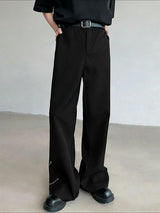 Men's Metal Chain Detail Loose Wide Leg Straight Long Pant SKUL53195