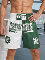 Men's American Streetwear Color-Block Letter Print Athletic Training Gym Short SKUL69395