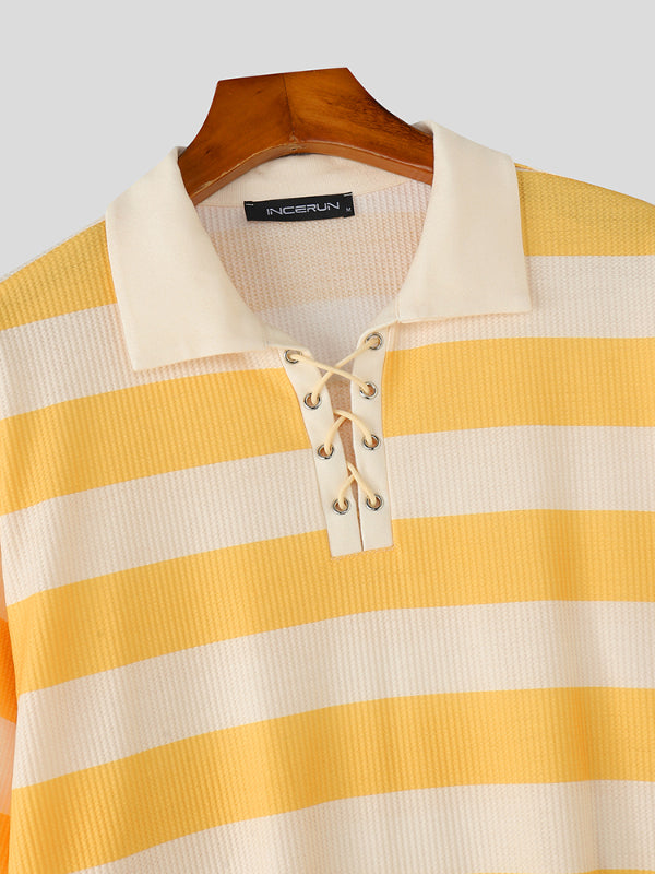 Men's Striped Texture Short Sleeve T-Shirt SKUL20887