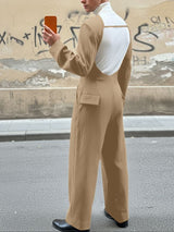 Men's Back Cutout Design Long Sleeve Jumpsuit SKUL43629