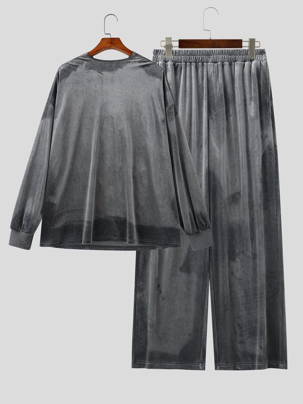 Men's Y2K Luxe Draped Cowl Neck Casual Two Pieces Outfit SKUL79009