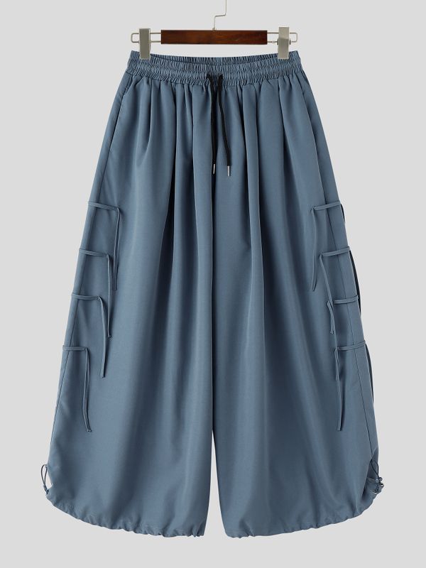 Men's Vintage Harajuku Multi-Tie Straps Deconstructed Pleated Balloon Wide Leg Pant SKUL70365