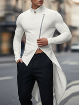 Men's Solid Color Zip Knit Stand Collar Cardigan SKUL47928