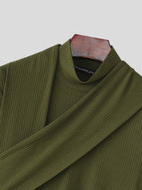 Men's Textured Knit Neck Warmer Long Sleeve Sweater SKUL43817