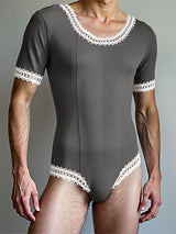 Men's Lace Trim Short Sleeve Bodysuit SKUL22202