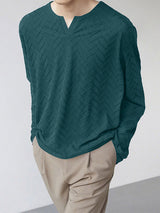 Men's Solid Textured Long Sleeve T-Shirt SKUL29586