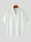 Mens Solid Revere Collar Short Sleeve Shirt SKUK15474