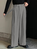Mens Solid Casual Straight Pants With Belt SKUK46371