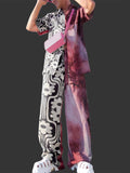 Mens Floral Print Patchwork Two Pieces Outfits SKUK43875