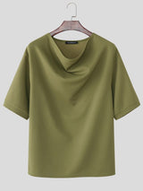 Men's Solid Color Textured Short Sleeve T-shirt SKUL55441