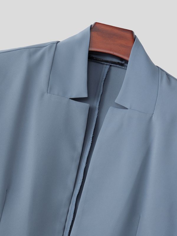 Men's Avant-Garde Minimalist Leather Buckle Cropped Blazer SKUL77993