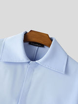 Men's Solid Color Wide Cuff Cropped Casual Shirt SKUL45372