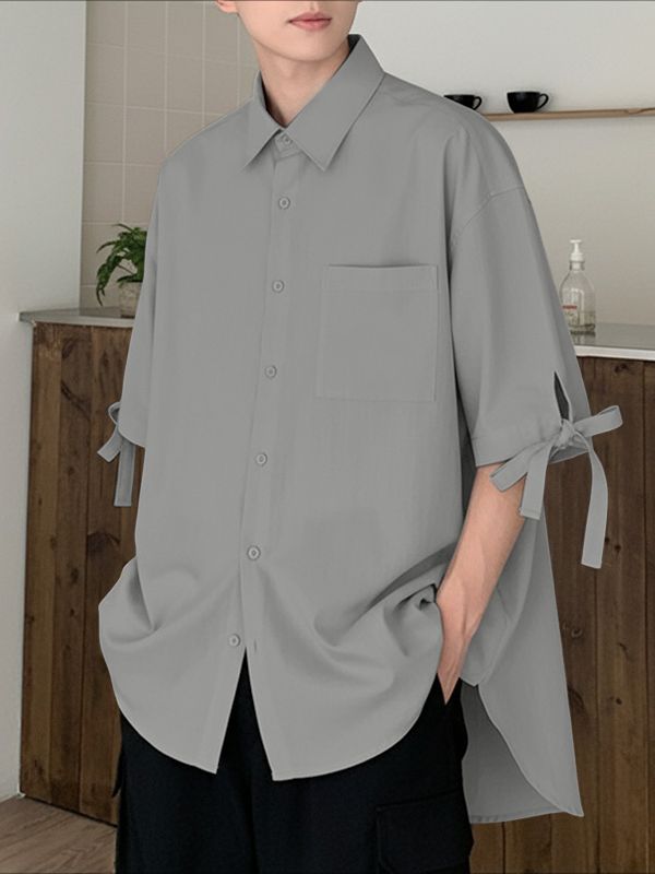 Men's Bow Tie Half Sleeve Shirt SKUL39894