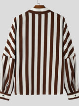 Men's Casual Striped Loose Long Sleeve Shirt SKUL35300