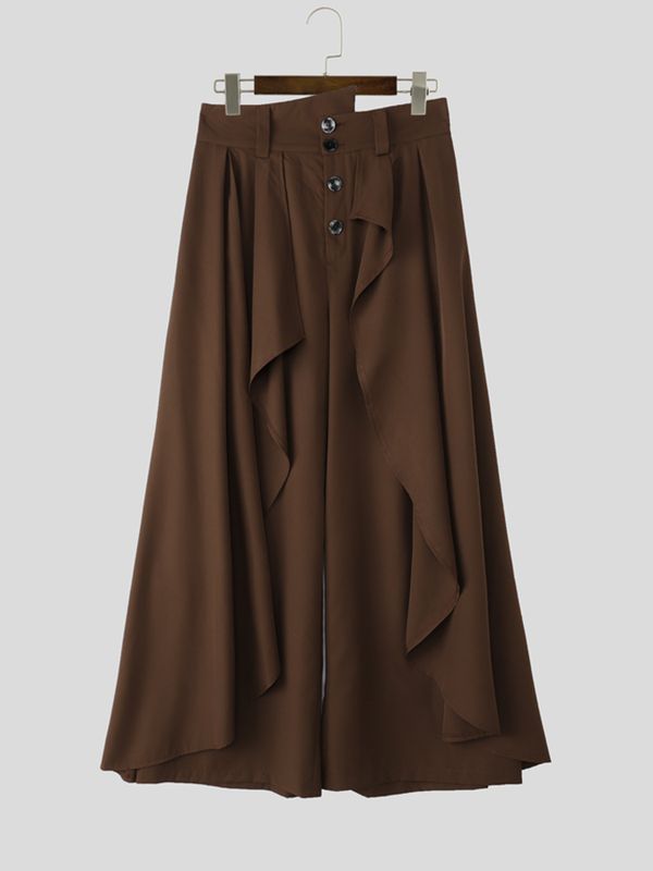 Men's Avant-Garde Victorian Hakama-Style Maxi Wide-Leg Skirt-Pant SKUL73674