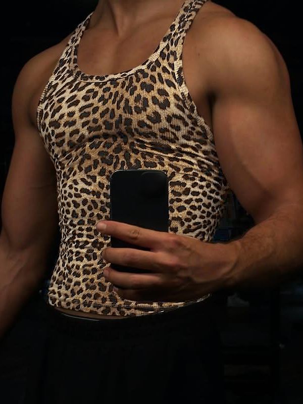 Men's Leopard Print Textured Tank SKUL46089