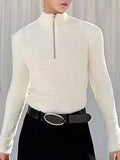 Mens Fleece Half Zip Long Sleeve T-Shirt SKUK45317